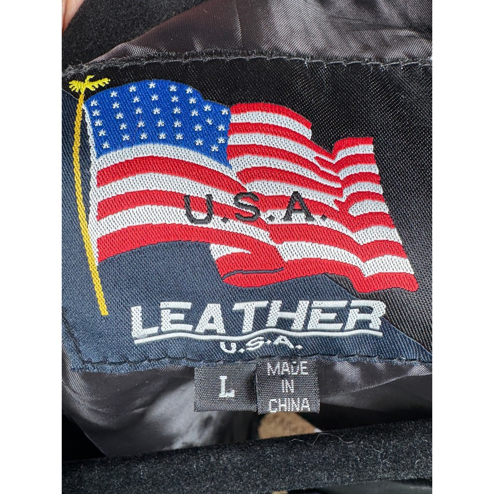 Vintage 90s Biker Chick Leather Vest Eagle Embroidered Genuine Leather Women's L - Picture 5 of 7